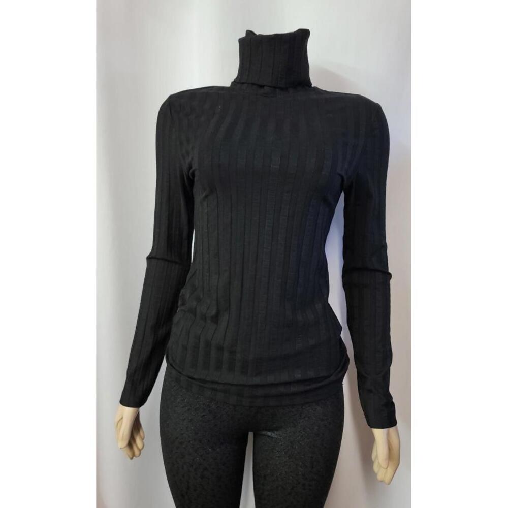 Emma & Sam Black Long Sleeve Thick Knit ribbed Sweater Top Turtleneck NWT #W